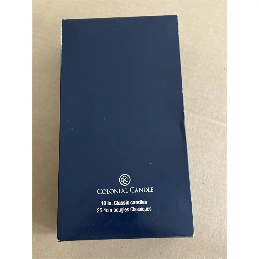 Colonial Candle 10 Inch Taper Candle Traditional Classic Coastal New In Box 12pc